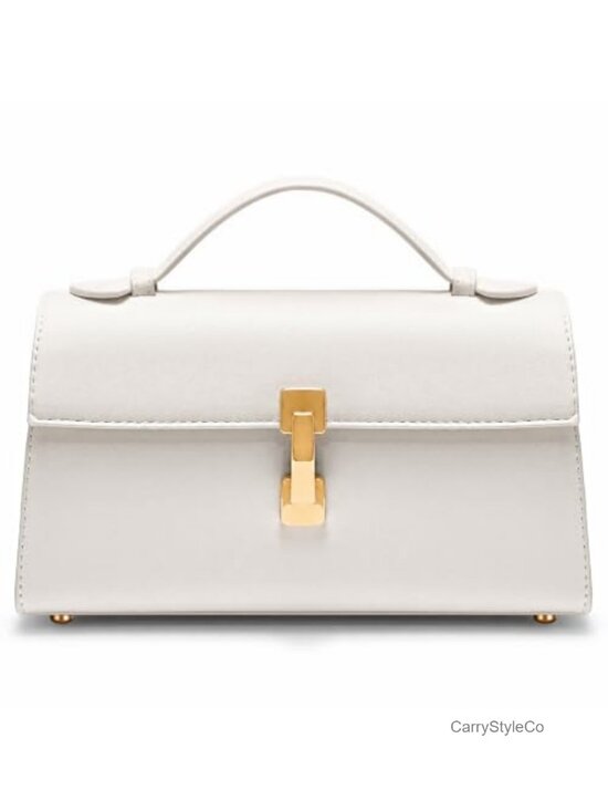 Handbags - Vegan Leather Top Handle Clutch Crossbody Bag Women Detachable Strap